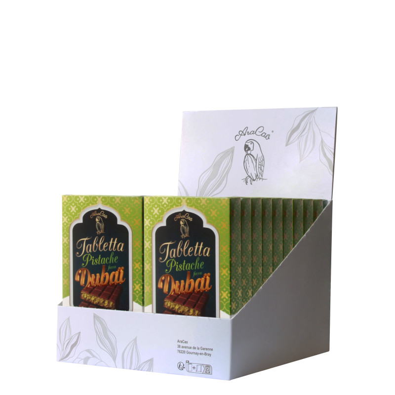 ARACAO Tabletta pistache facon dubai 140g colis de 20 ARACAO Tabletta pistache facon dubai 140g colis de 20